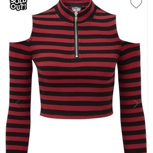 Black and red striped crop top